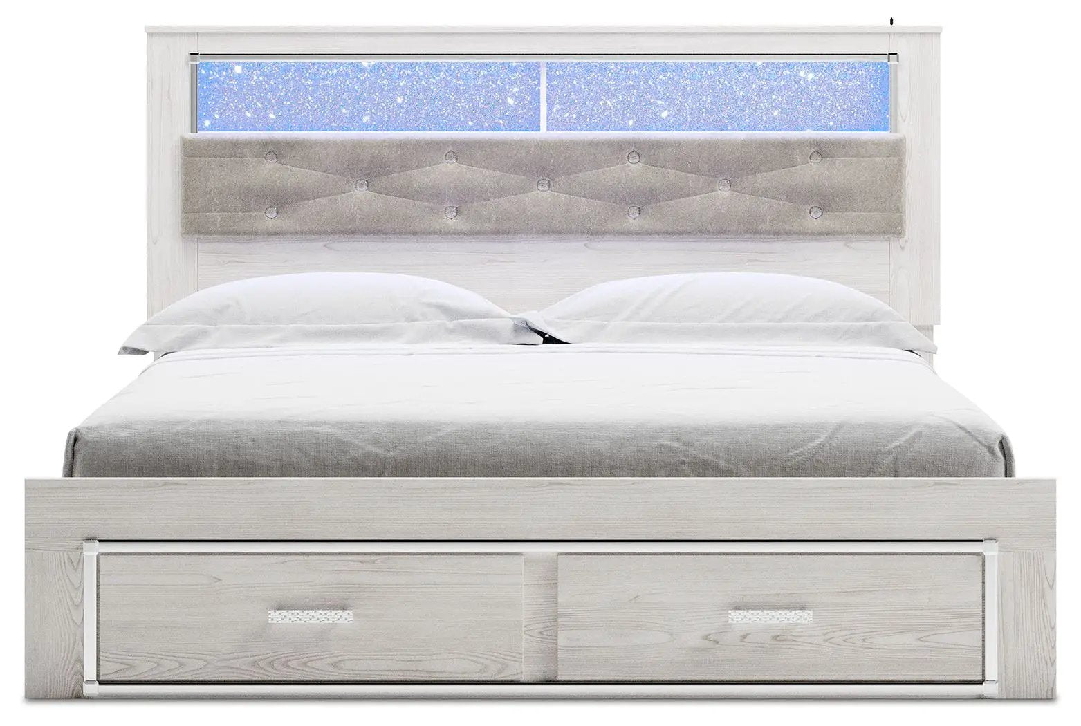 Altyra - King Upholstered Bookcase Bed With Storage - White by Unique Piece Furniture
