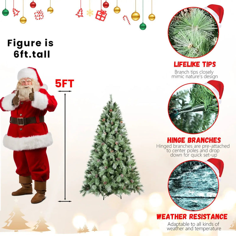 7FT Christmas Tree with 82 Pine Cones by HouseOfZazla
