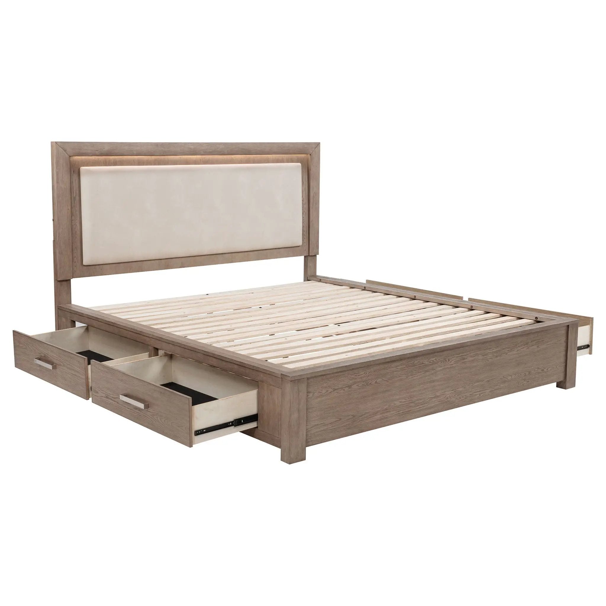 Kenora 56-inch California King LED Storage Bed Barley Brown by Unique Piece Furniture