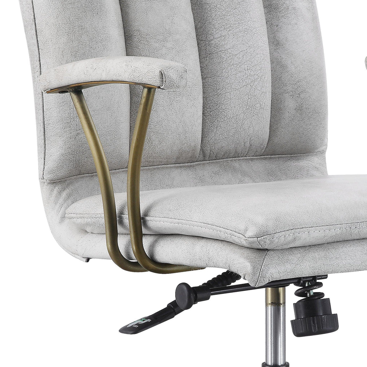 Vintage Top Grain Leather Office Chair with Ergonomic Support - Antique White, photo 2 of 4