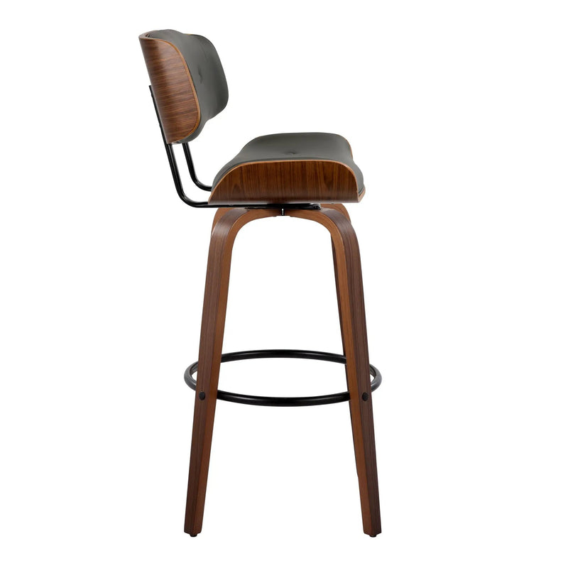 Lombardi - Mid-Century Modern Fixed Height Barstool With Swivel With Round Footrest (Set of 2) by Unique Piece Furniture