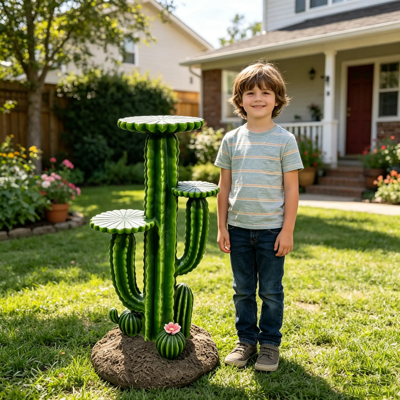32'' Resin Saguaro Cactus Plant Stand with 3 Display Shelves by HouseOfZazla