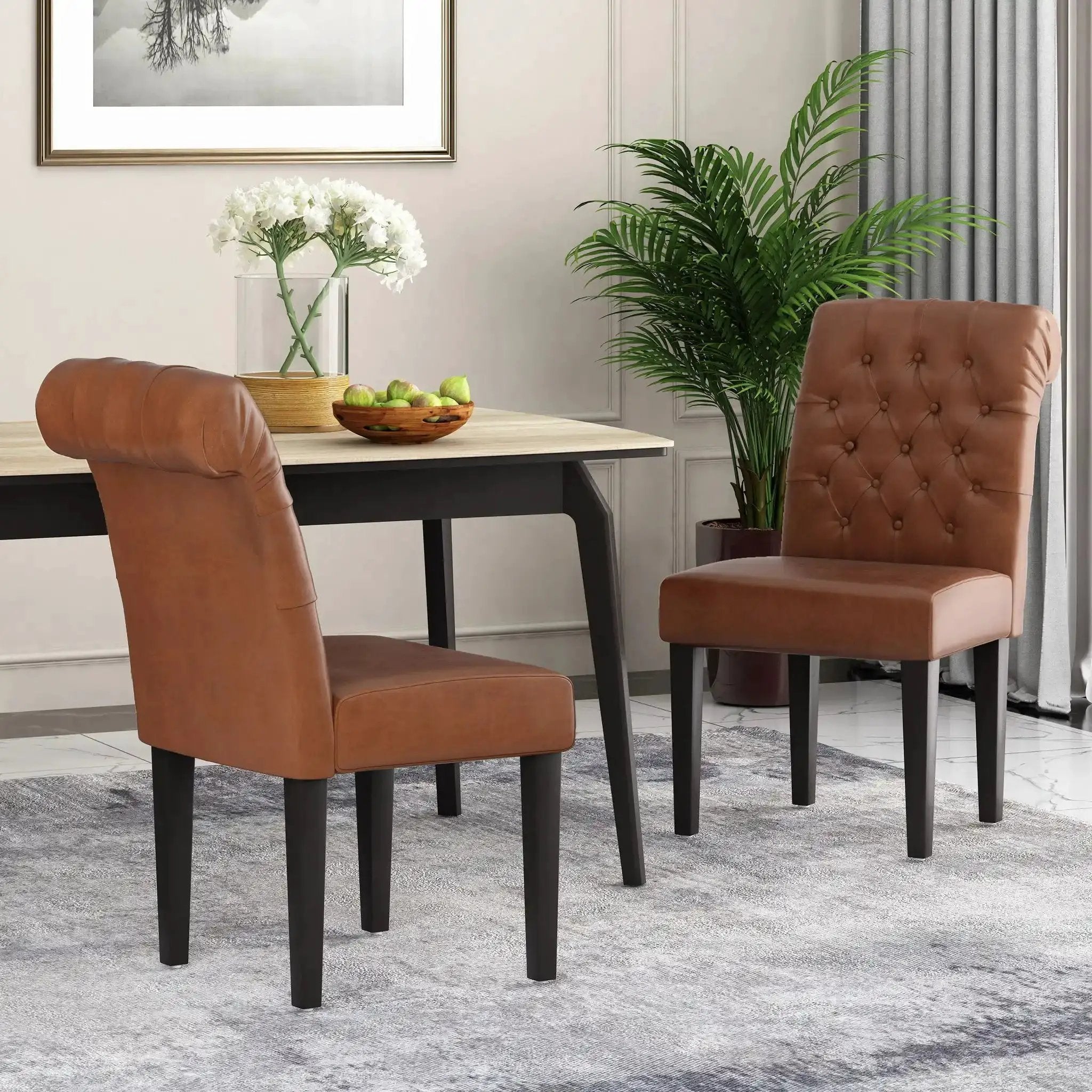 Broxton Tuft Dining Rolltop Chairs With Button Tufted Backrest (Set of 2) by HouseOfZazla