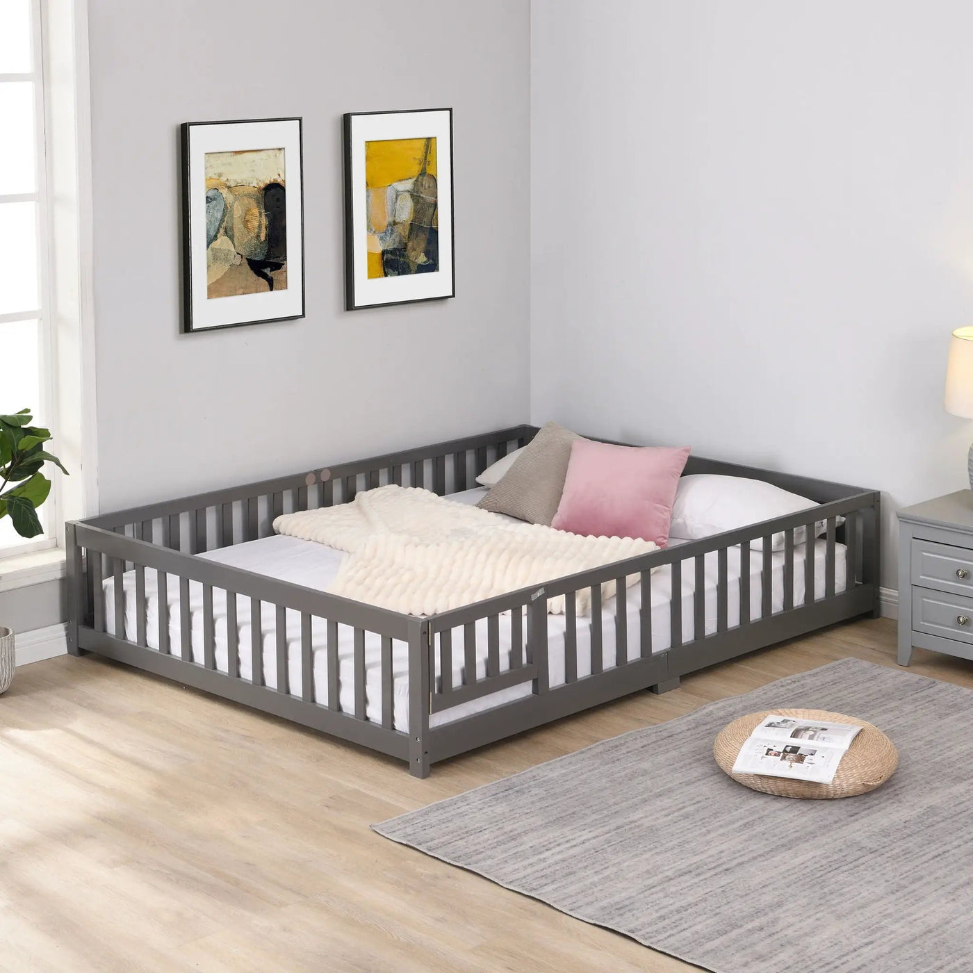Solid Floor Bed With Door And Fence For Children by HouseOfZazla