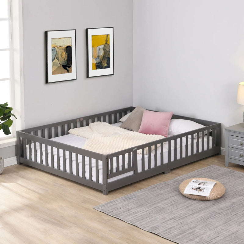 Solid Floor Bed With Door And Fence For Children by Unique Piece Furniture