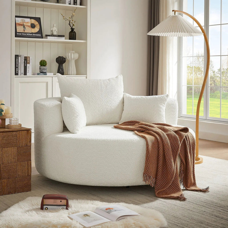360° Swivel Chair Accent Barrel Chair With Removable Pillows by HouseOfZazla