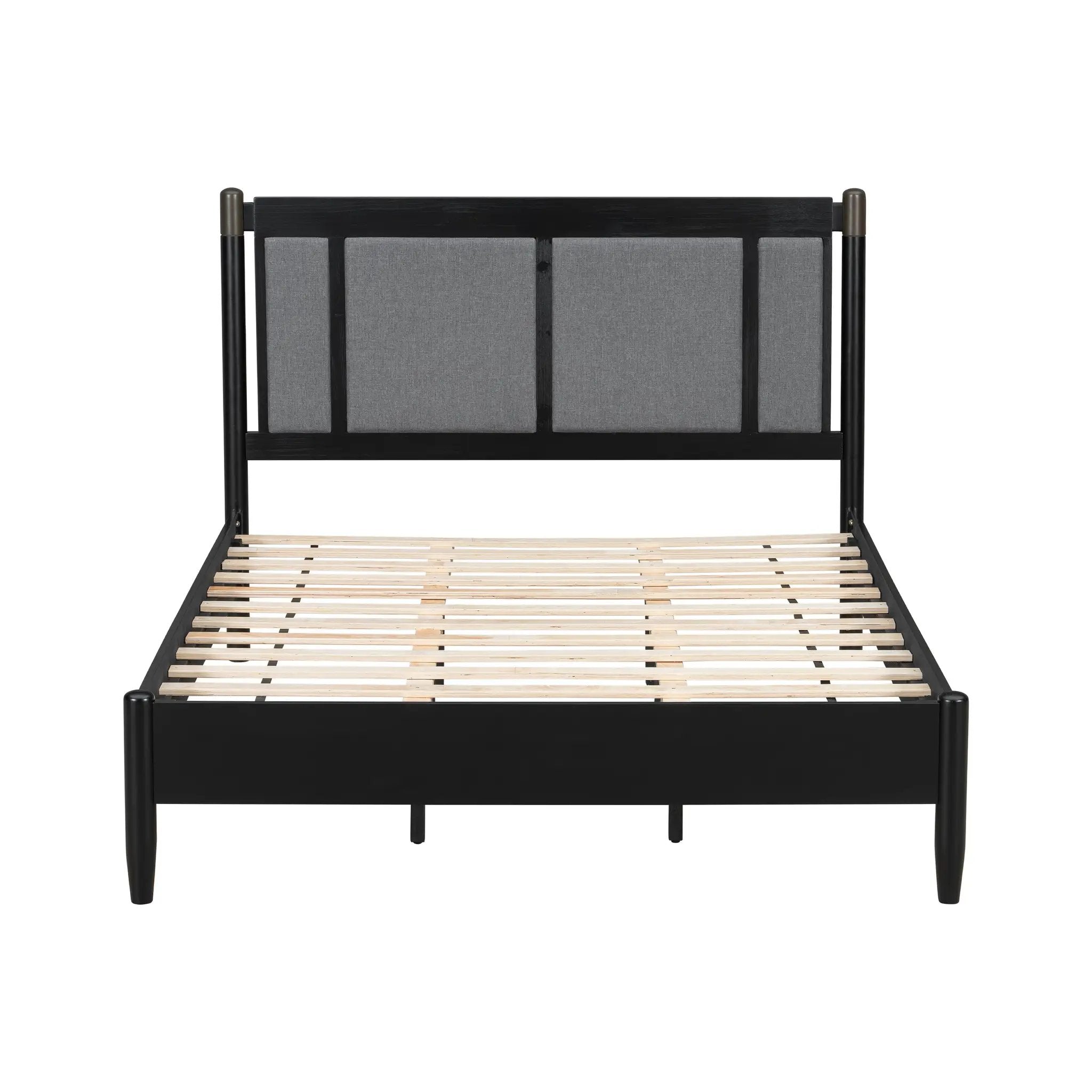 Solid Wood Queen Bed, Heavy Duty 500 lbs Support, No Box Spring Needed by HouseOfZazla