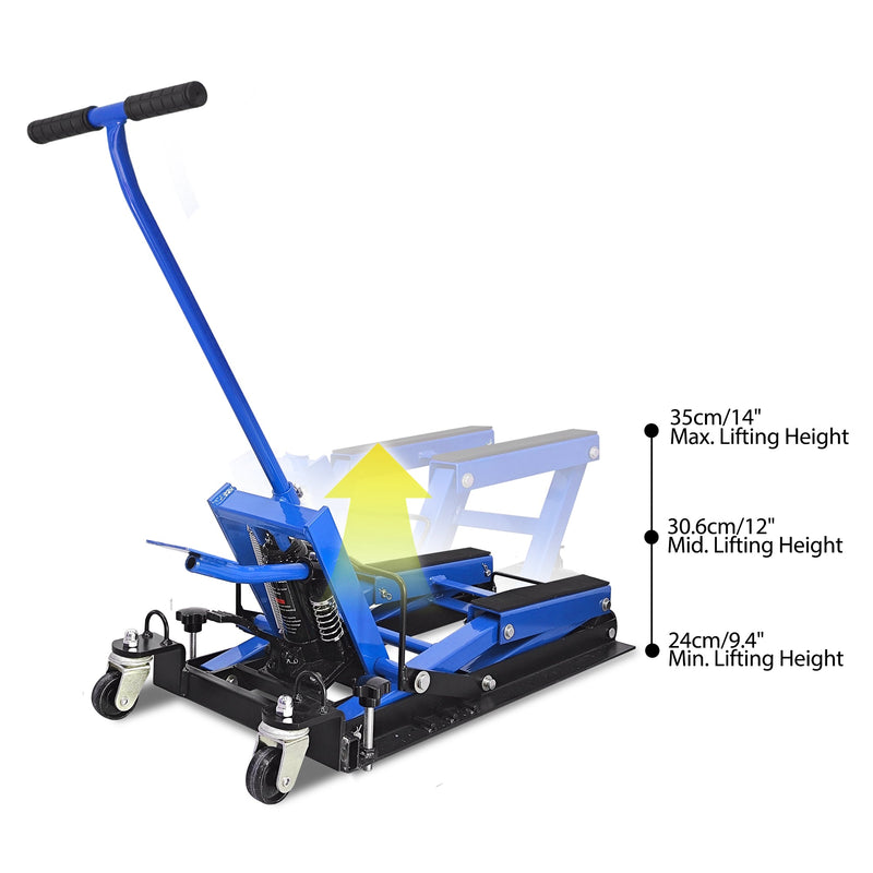 Hydraulic Motorcycle Lift Jack, 1500 LBS Capacity, ATV Scissor Lift Jack Portable Motorcycle Lift Table with 4 Casters, Hydraulic Foot-Operated Hoist Stand for Motorcycle ATV UTV Powersports, photo 6 of 10