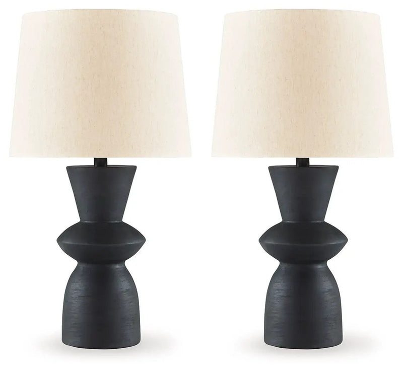 Scarbot - Paper Table Lamp (Set of 2) - Distressed Black by Unique Piece Furniture