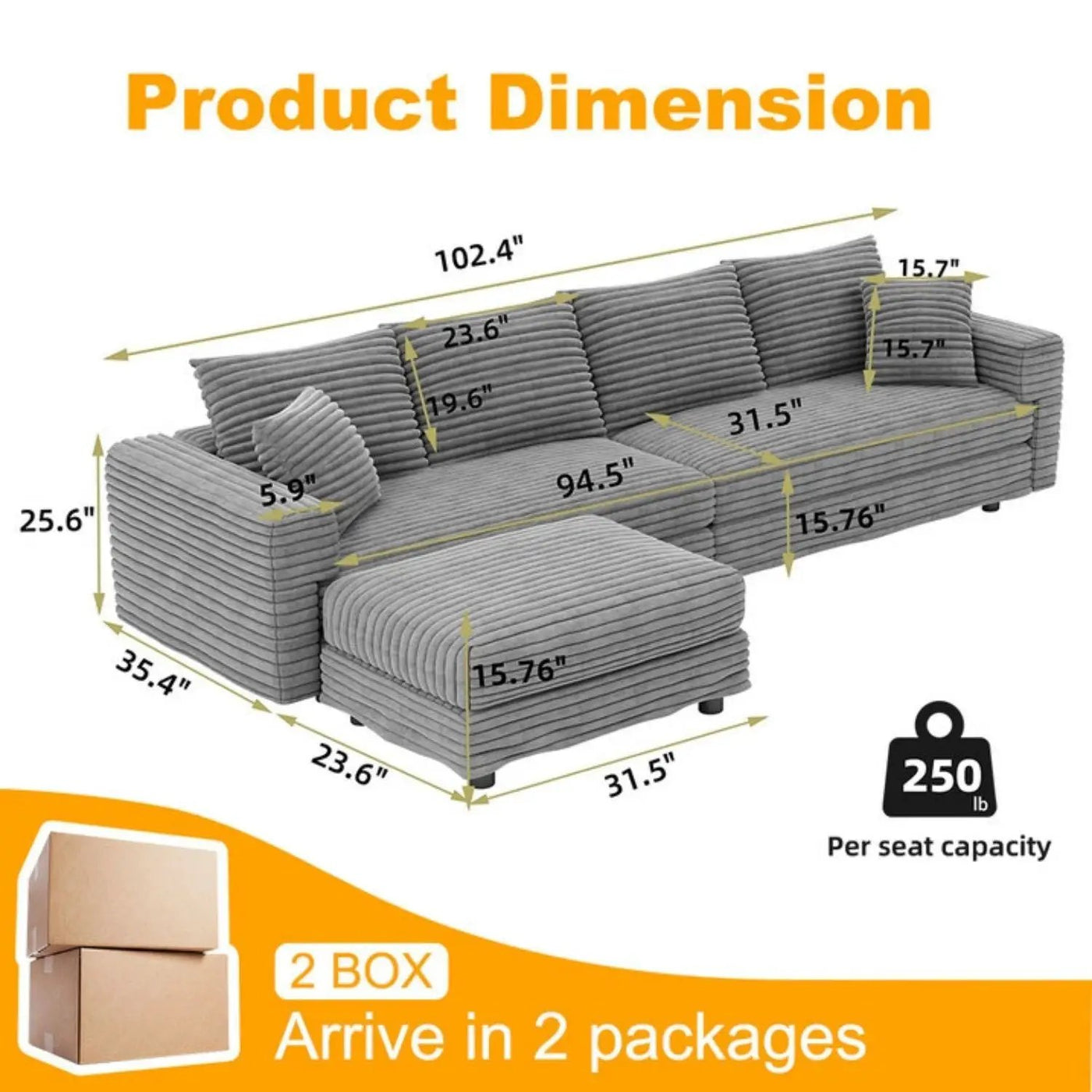 Modern Comfy Upholstered Sofa Cloud Couch & Deep Seat Couches by HouseOfZazla