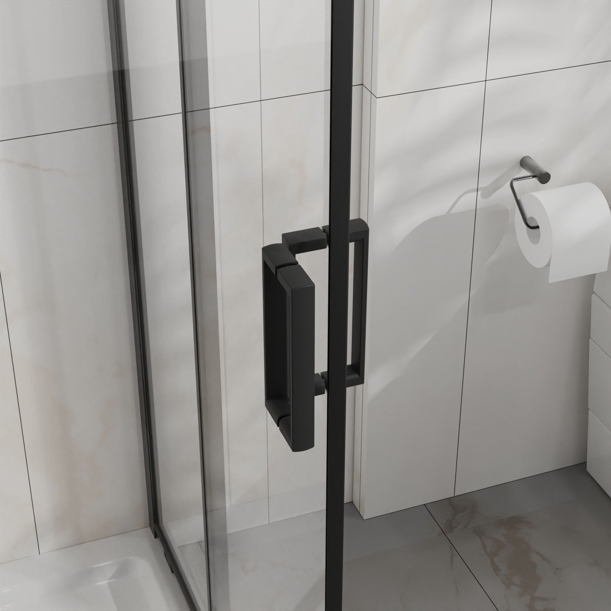 Corner Shower Enclosure With Sliding Door - Matte Black by HouseOfZazla