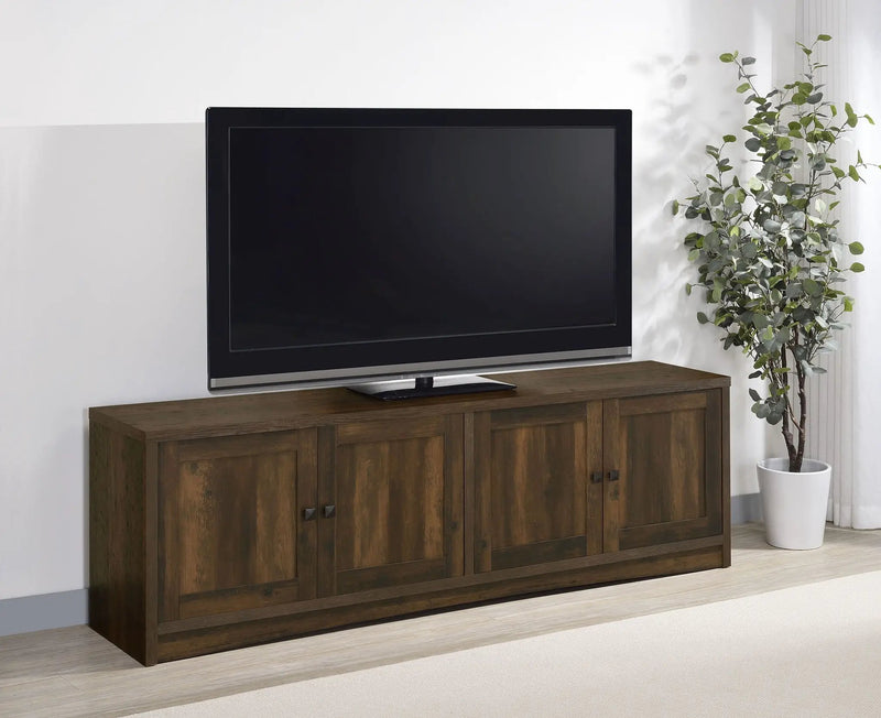 Laughlin 4-door Engineered Wood 78-inch TV Stand Dark Pine by Unique Piece Furniture