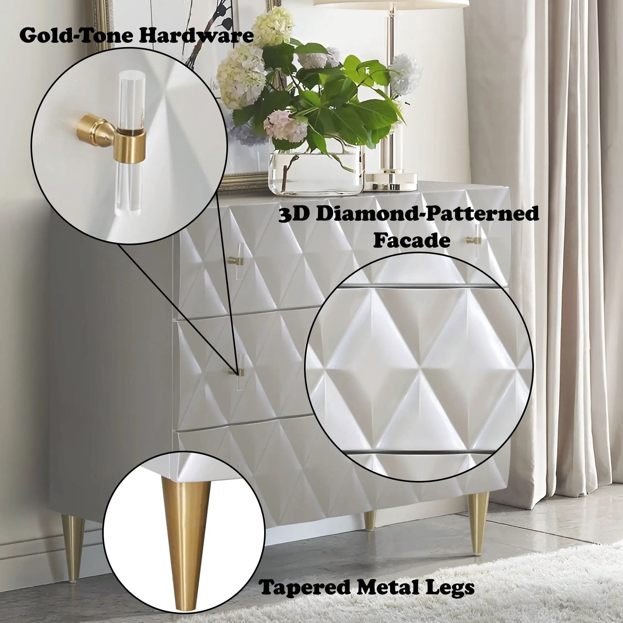 Anson - Console Cabinet - Silver / Champagne by Unique Piece Furniture