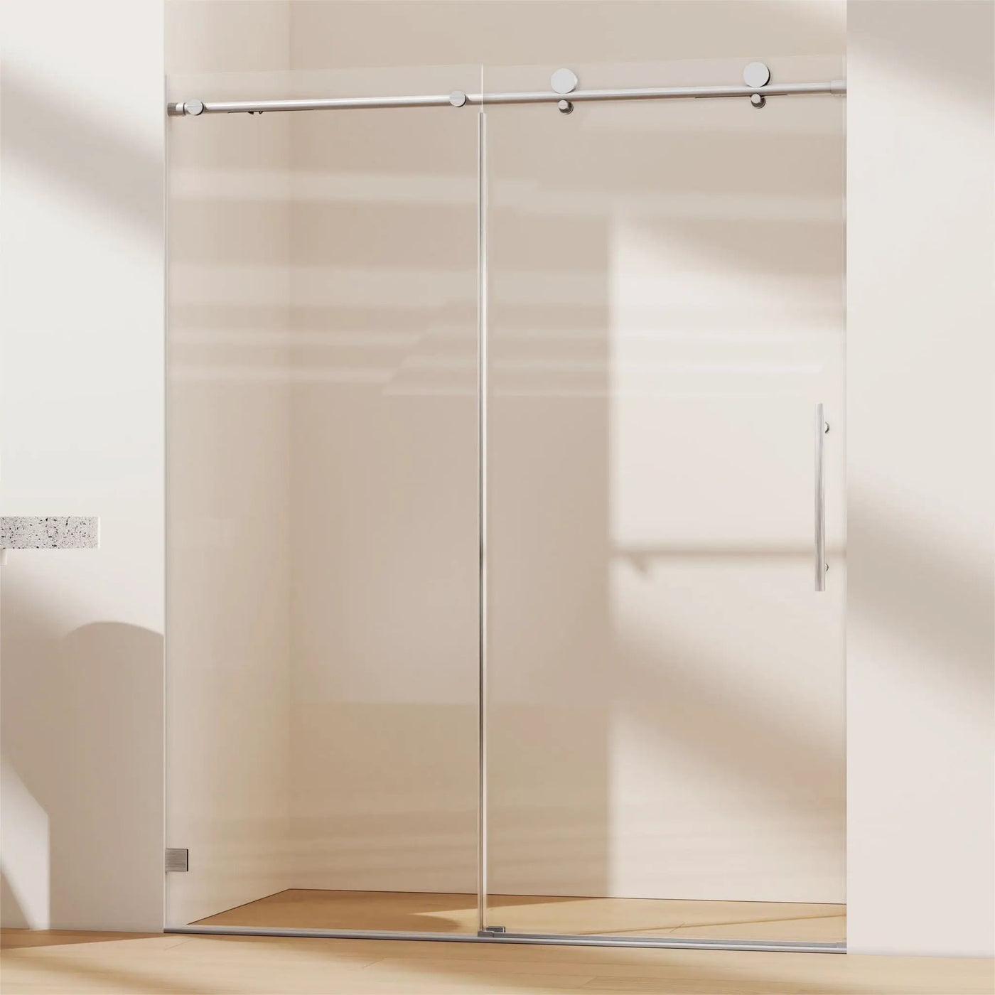 Frameless, Single Sliding Soft Close Shower Doors, 5/16" Sgcc Tempered Glass by HouseOfZazla