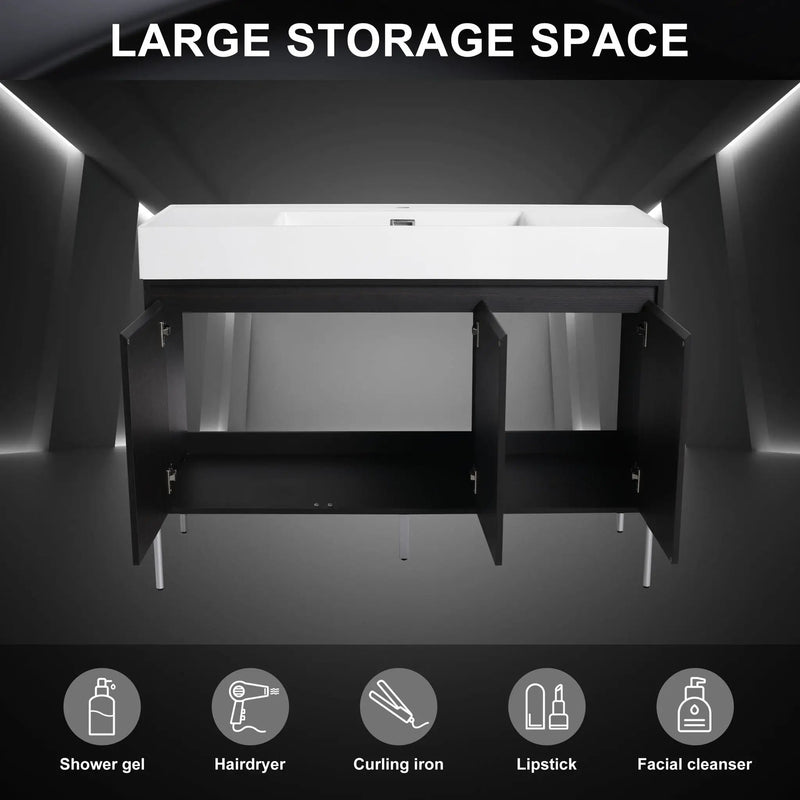 Freestanding Bathroom Vanity With Resin Sink And Storage Cabinet by HouseOfZazla