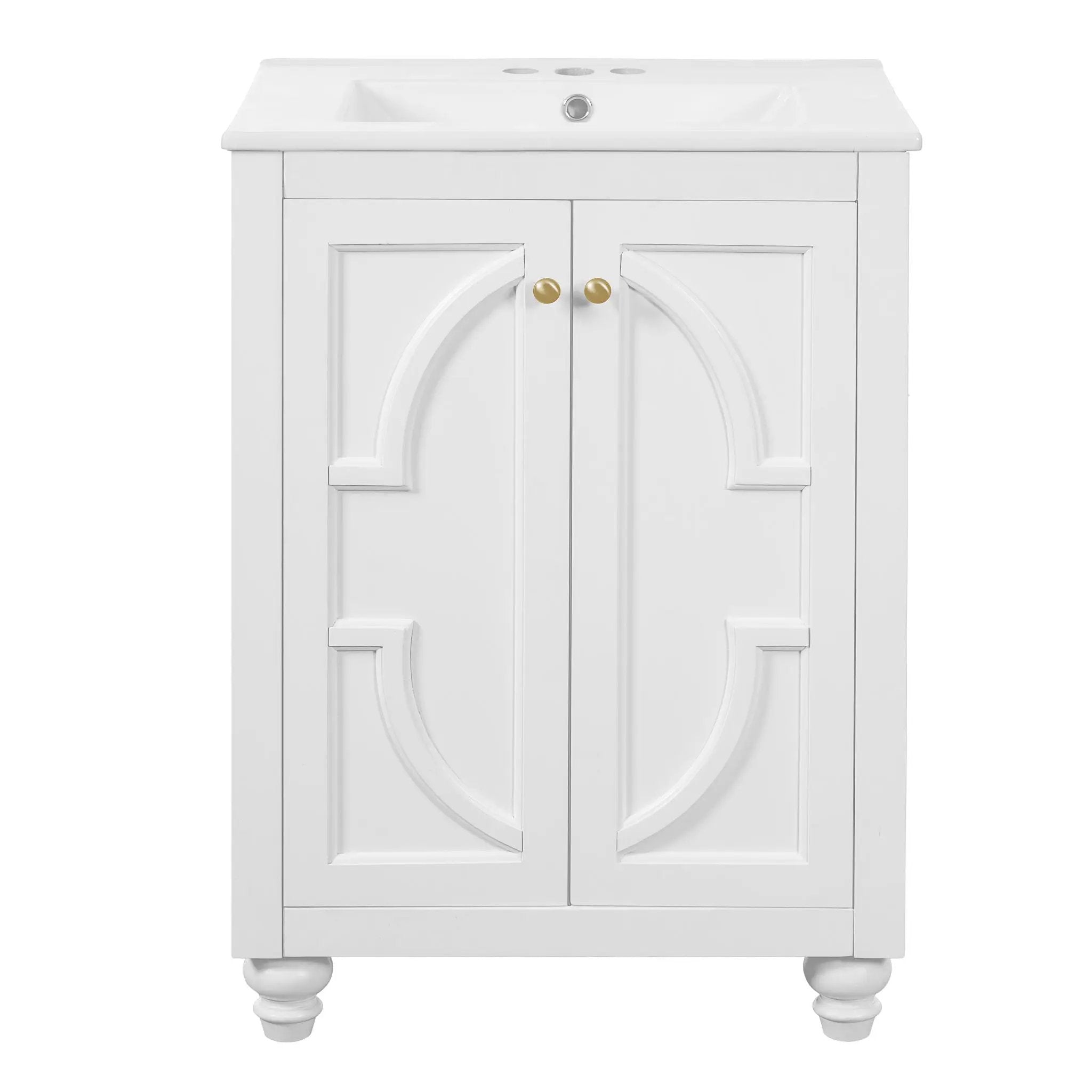 Bathroom Vanity With Ornate Elliptical Motif, Soft Close Hinges by Unique Piece Furniture