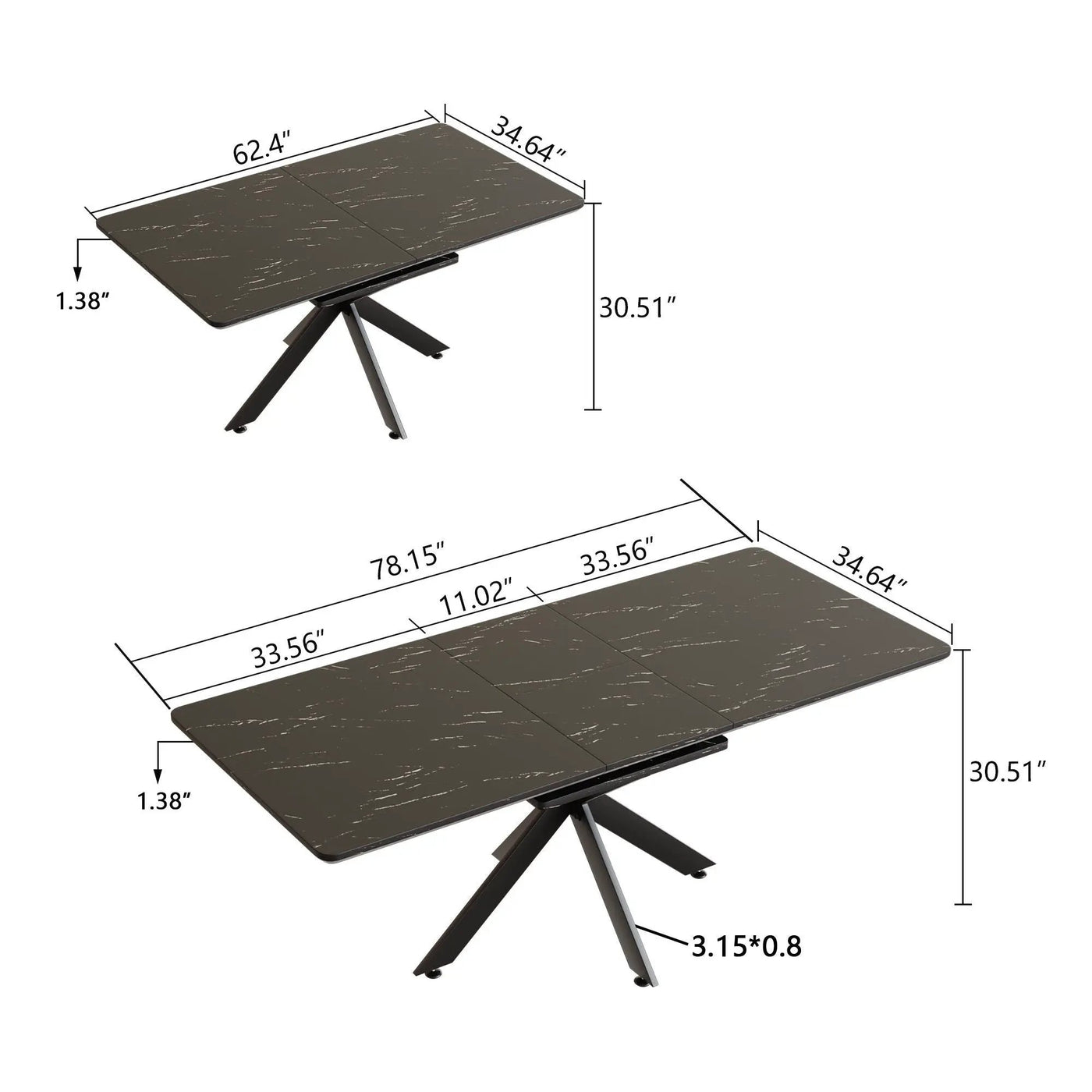 Modern Mid-Century Dining Table Set With Extendable Design by HouseOfZazla