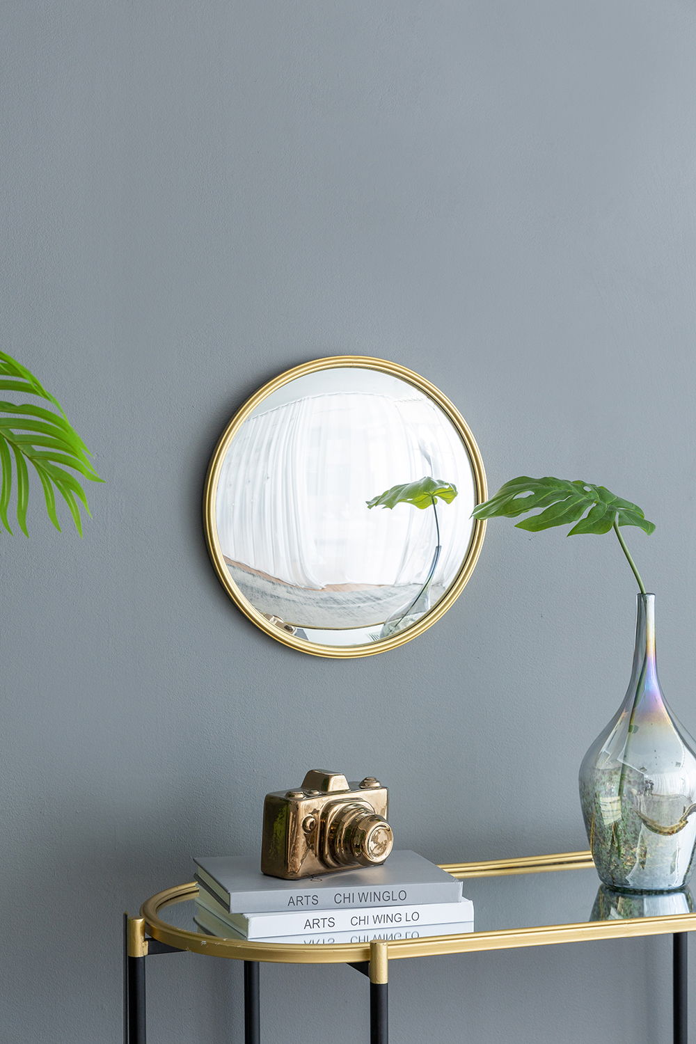 Round Mirror with Iron Frame - Gray, photo 3 of 17