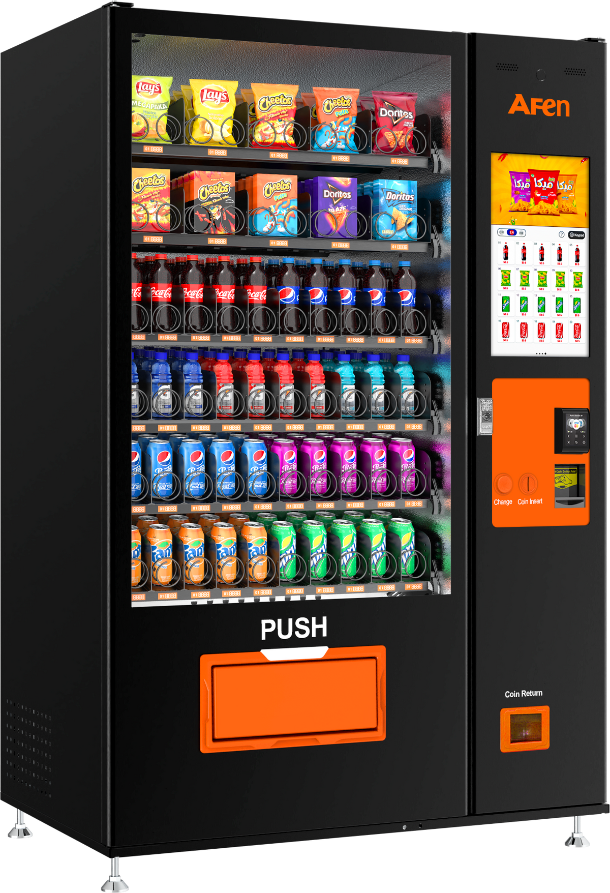 Beverage Snack Combo Vending Machine for business with Touch Screen, Card Reader