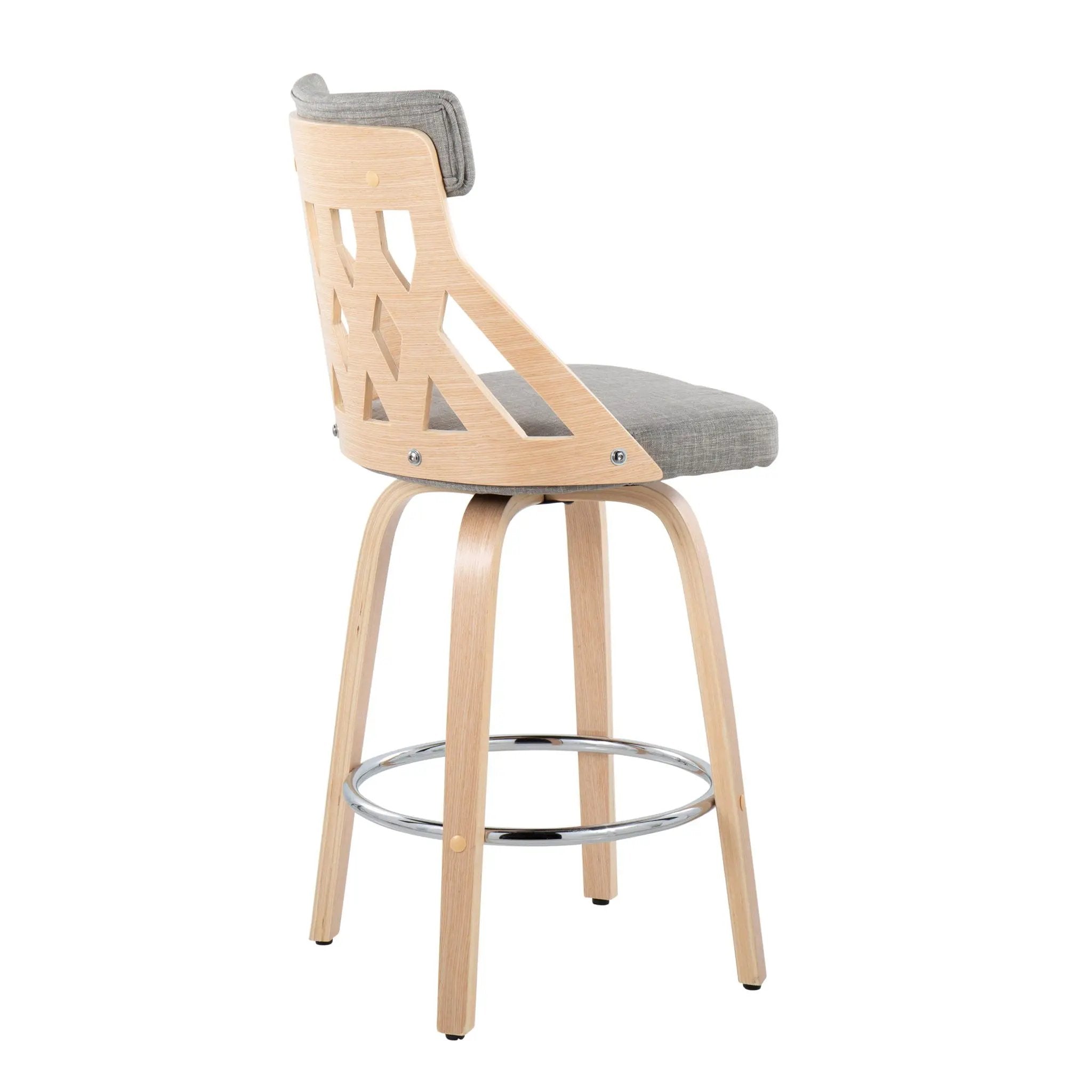 York - Mid-Century Modern Counter Stool - Natural / Light Gray by HouseOfZazla