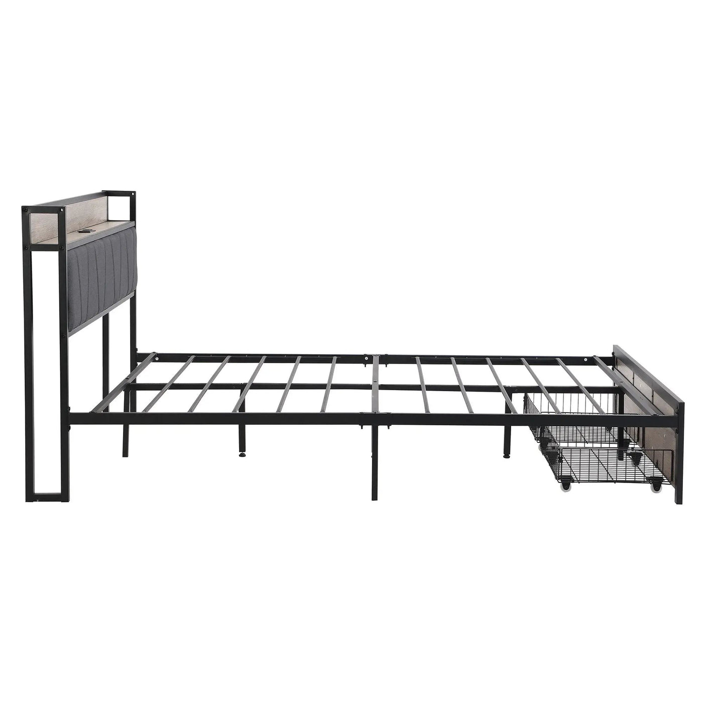 Modern Bed Frame With LED Lights, Upholstered Headboard, USB Charging by Unique Piece Furniture