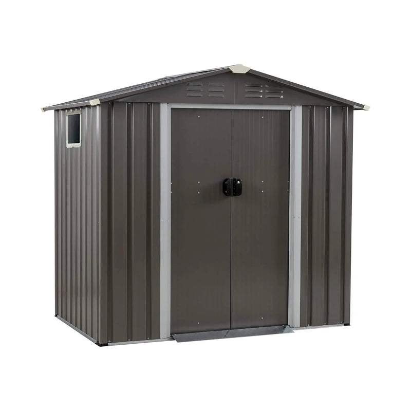 [04X06FT] Alora Outdoor All-Weather Galvanized Metal Storage Shed With Sliding Door (SAK96472) by SAKSBY WHOLESALE