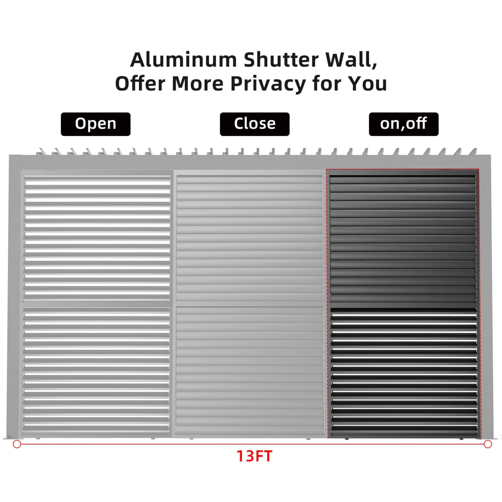 [04X07FT] Alora Premium Adjustable Aluminum Louvered Pergola With Side Wall Panel (SAK25458) by SAKSBY WHOLESALE
