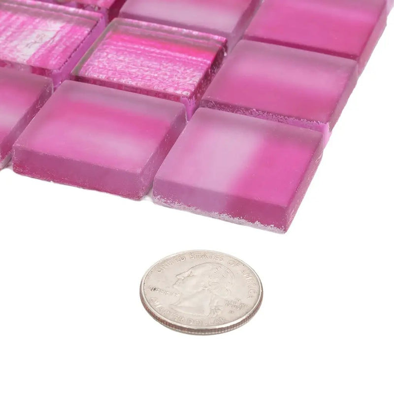 Fuchsia Pink 11x11 Glossy Matte Square Glass Mosaic Tile (5 pack, 4.43 sq ft/case) by Apollo Tile