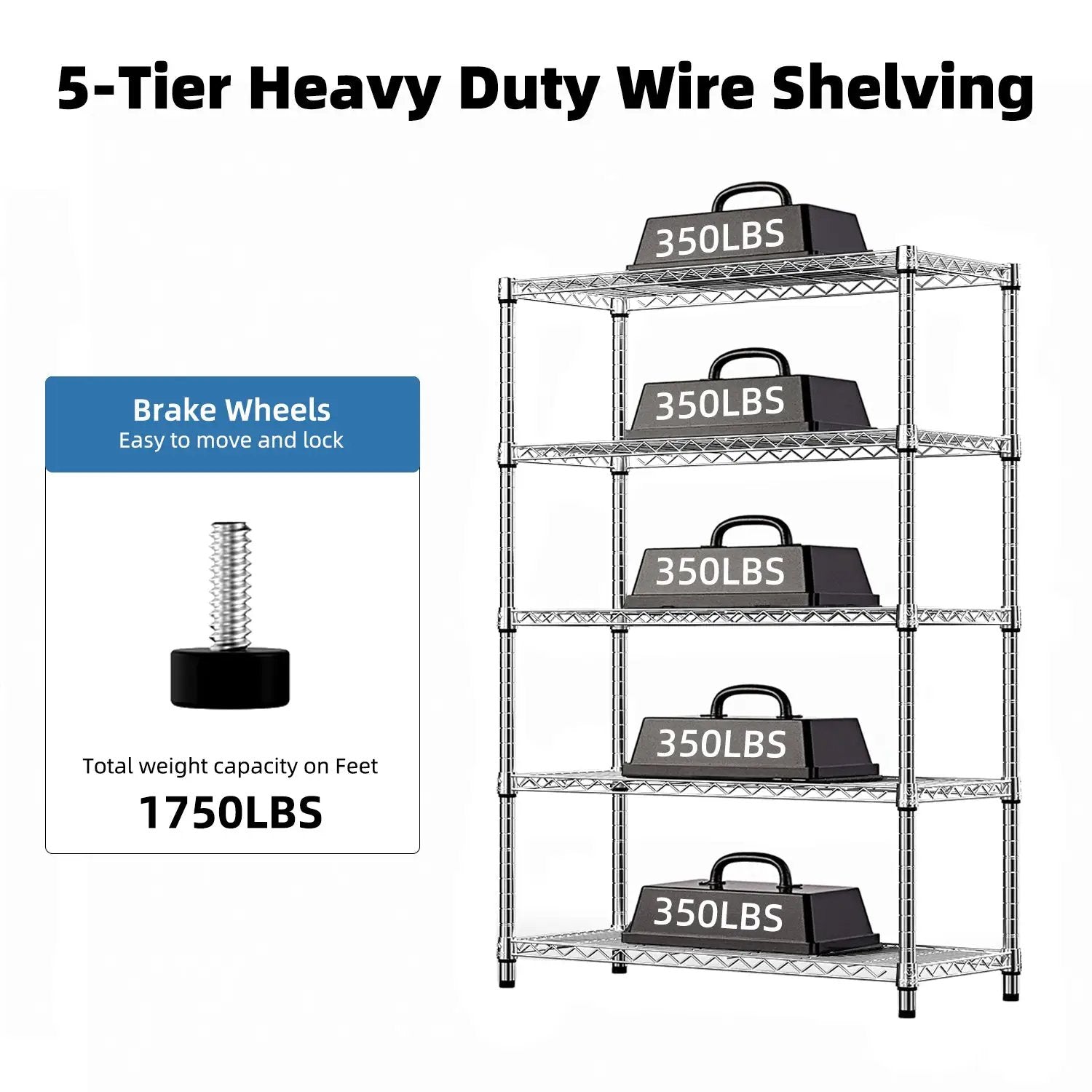 5-Tier Utility Steel Storage Shelving Unit by HouseOfZazla