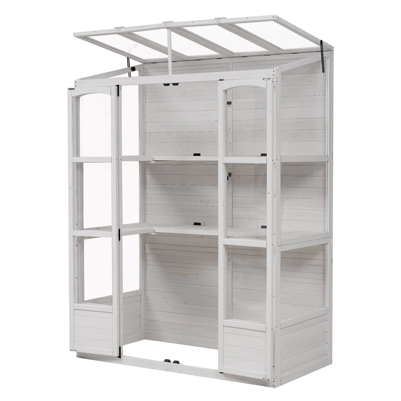 TOPMAX 78-Inch Wooden Greenhouse with Skylights and Folding Shelves by HouseOfZazla