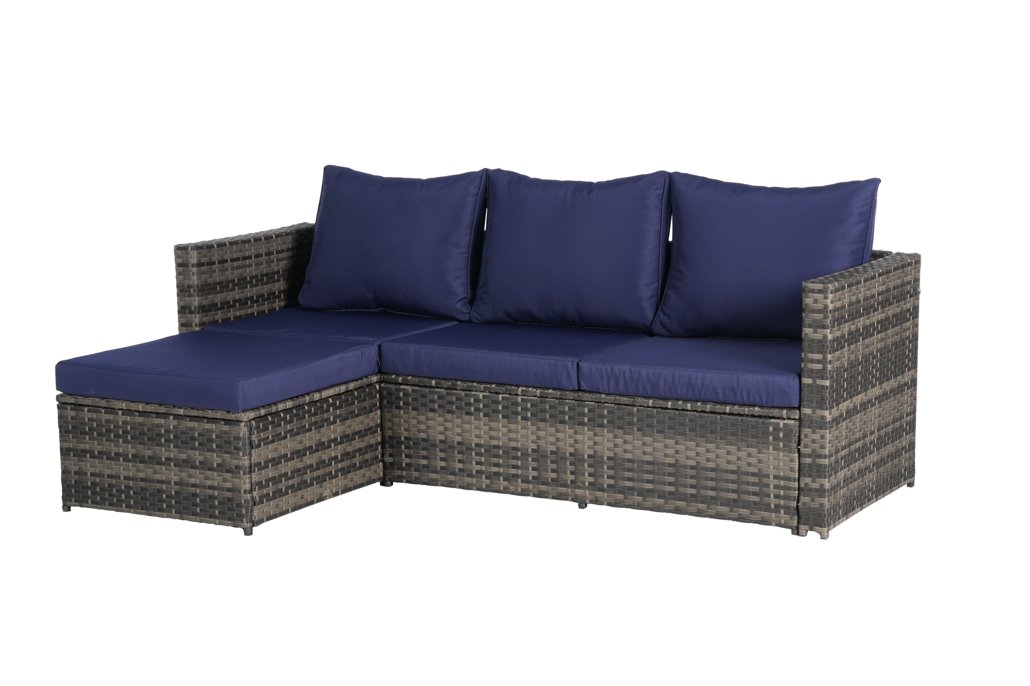 2 Pieces Patio Furniture Set, Outdoor Woven Sectional L-Shaped Patio Furniture by HouseOfZazla