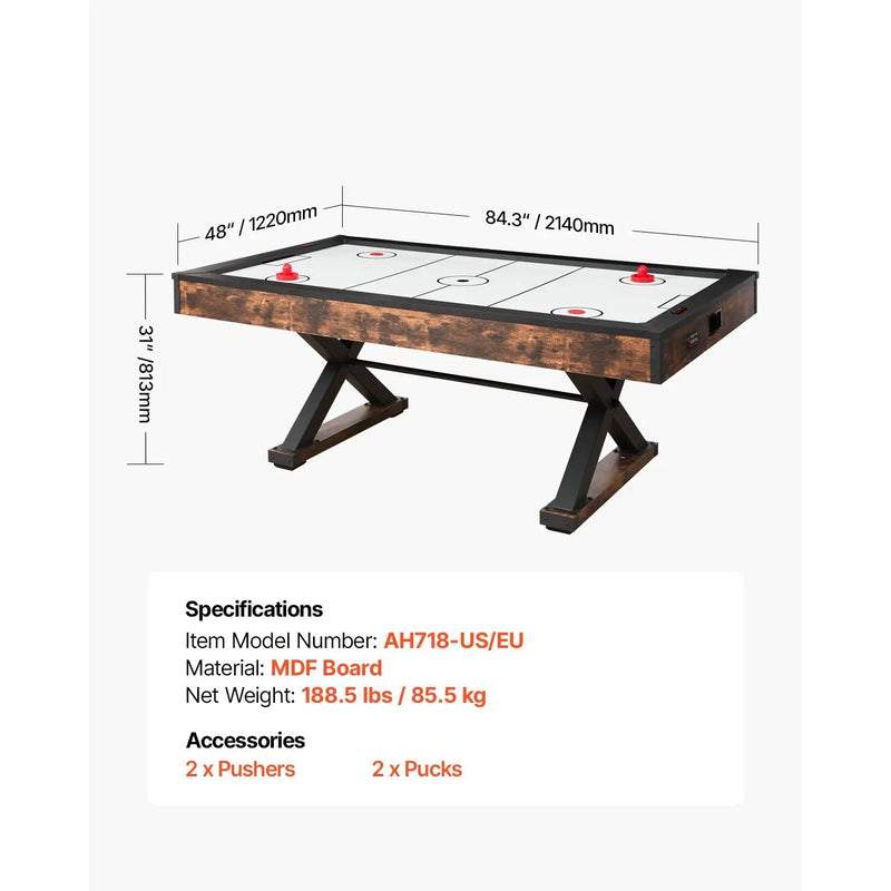 84" Air Hockey Table Air Powered Arcade Table Electronic Scorer Pushers Pucks by HouseOfZazla