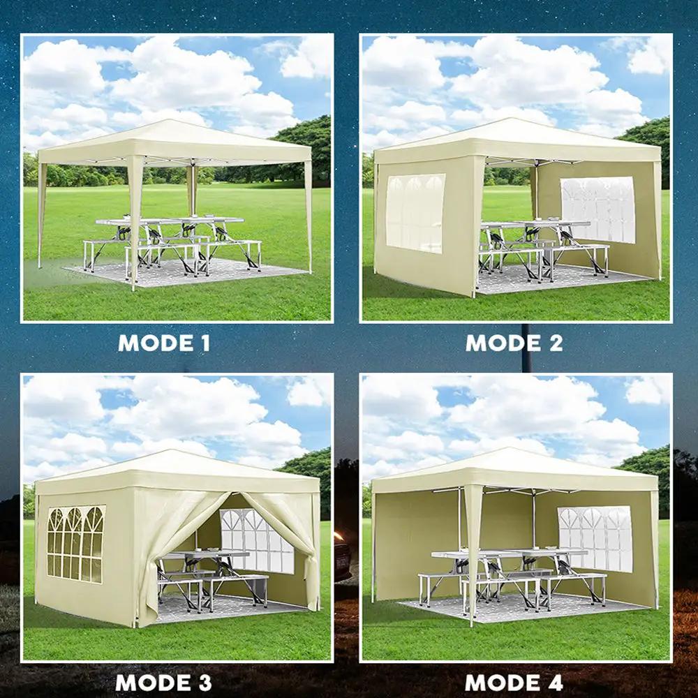 10'X10' Folding Canopy With 4 Removable Sidewalls Outdoor Event Shelter UPF 50+ Gazebo Portable Tents For Parties Beach Camping Wedding Ez Pop Up Canopy 4 Pieces Weight Bag + Carry Bag by Unique Piece Furniture