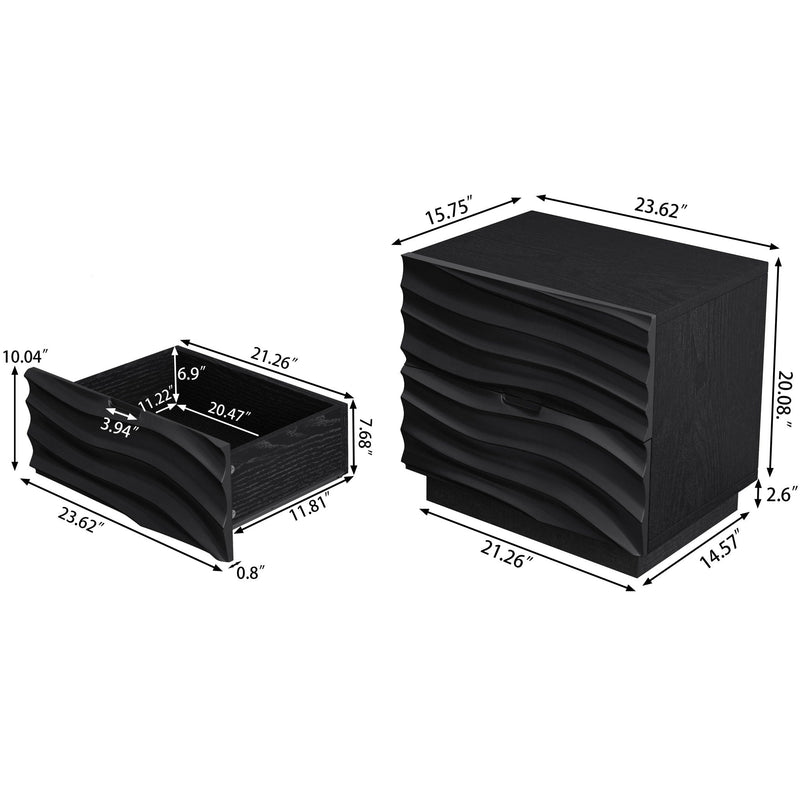Nightstands, Bedside Table With 2 Drawers (Set of 2) - Black by HouseOfZazla
