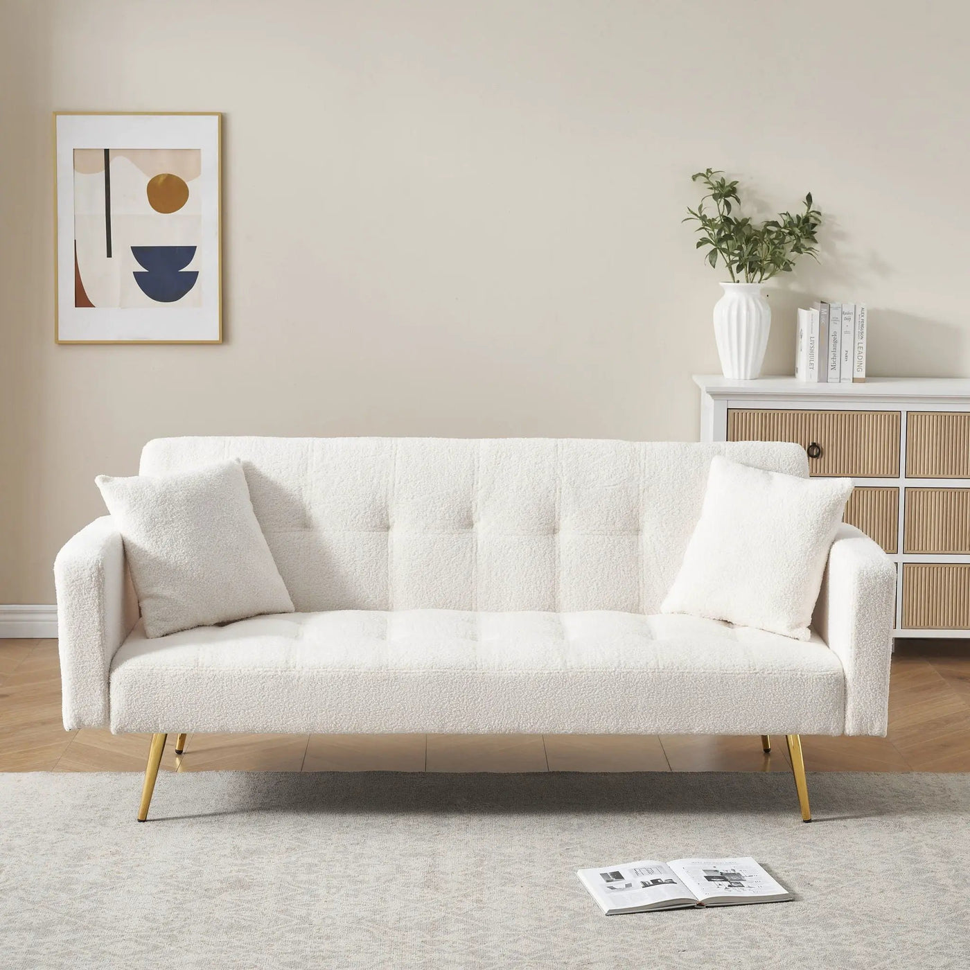 Teddy Fleece Sofa Bed With Luxurious Throw Pillows by HouseOfZazla