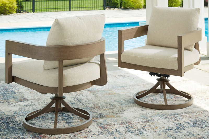 Serene Bay - Swivel Chair With Cushion (Set of 2) - Dark Brown / White by Unique Piece Furniture