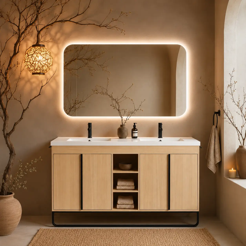 60" Freestanding Bathroom Vanity With Resin Double Sink by HouseOfZazla