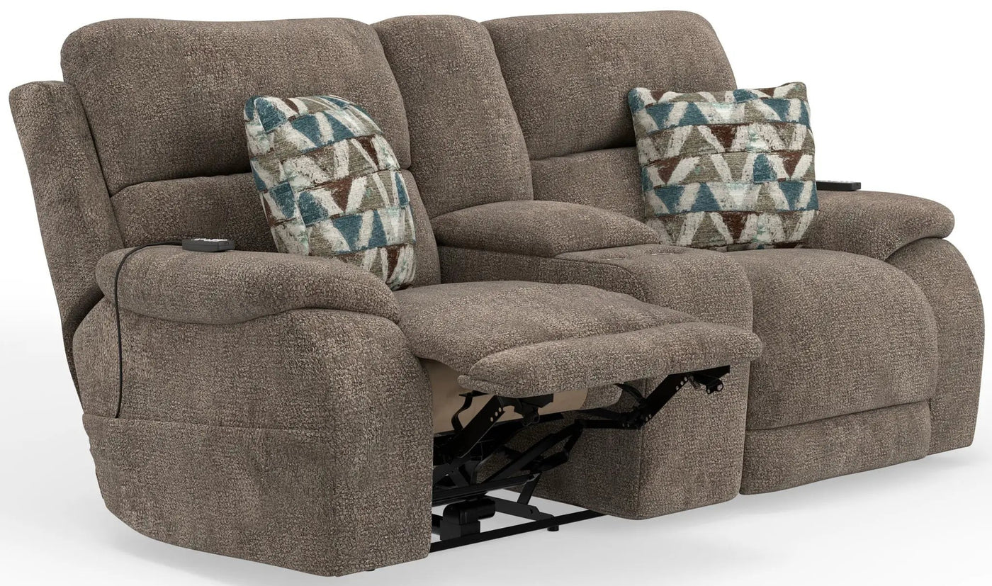 Joya - Power Headrest Power Lay Flat Reclining Console Loveseat With CR3 Heat/Massage/Lumbar/ZG by Unique Piece Furniture