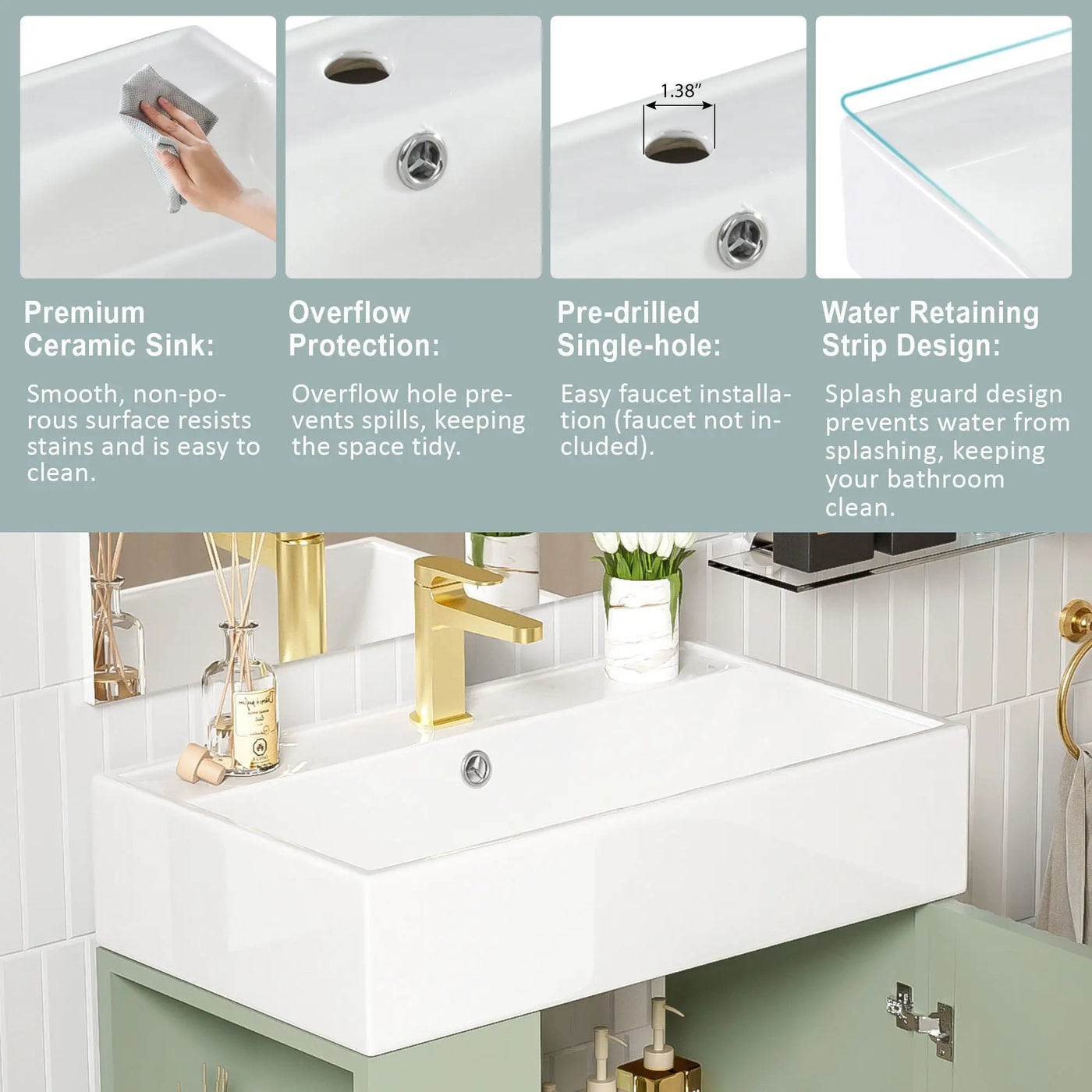 Bathroom Vanity, Combo Cabinet, Bathroom Storage Cabinet, Single Ceramic Sink by HouseOfZazla