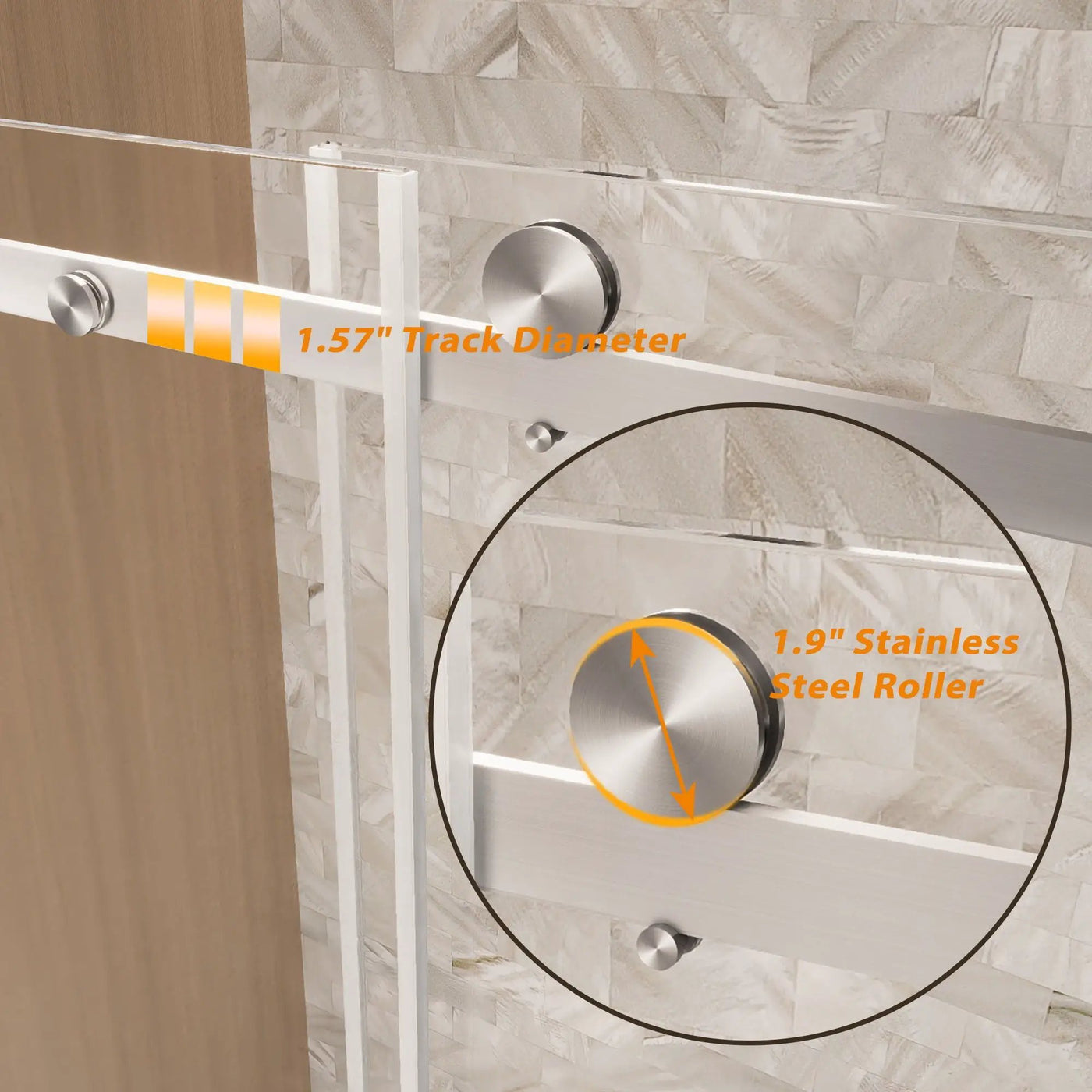 Frameless Single Sliding Shower Door & Handle And Square Tube Track by HouseOfZazla