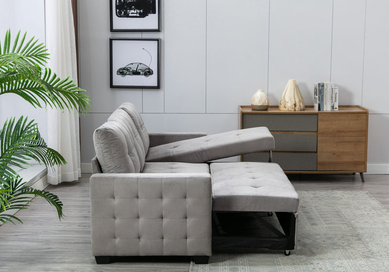 Reversible Sectional Storage Sleeper Sofa Bed, L-Shape 2 Seat Sectional Chaise With Storage, Skin-Feeling Fabric by HouseOfZazla