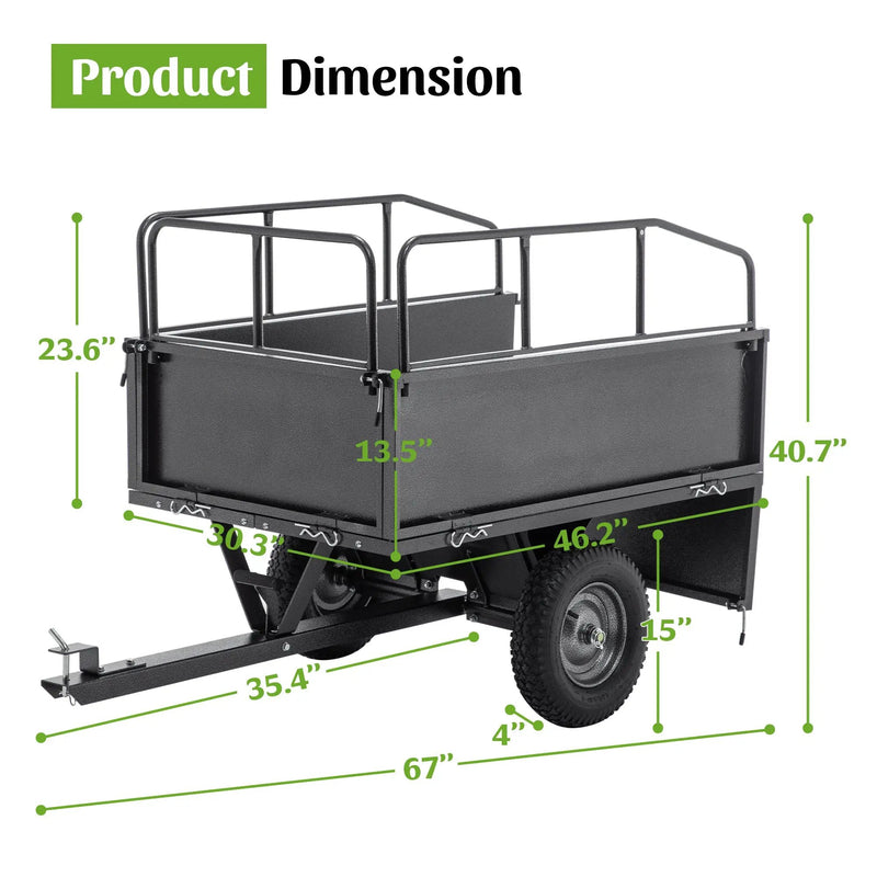 600LBS Heavy Duty Steel Dump Cart Trailer, 17 Cu.Ft. by HouseOfZazla