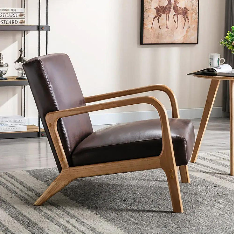 Open Framed Armchair With Cushioning Brown - Dark Brown by HouseOfZazla