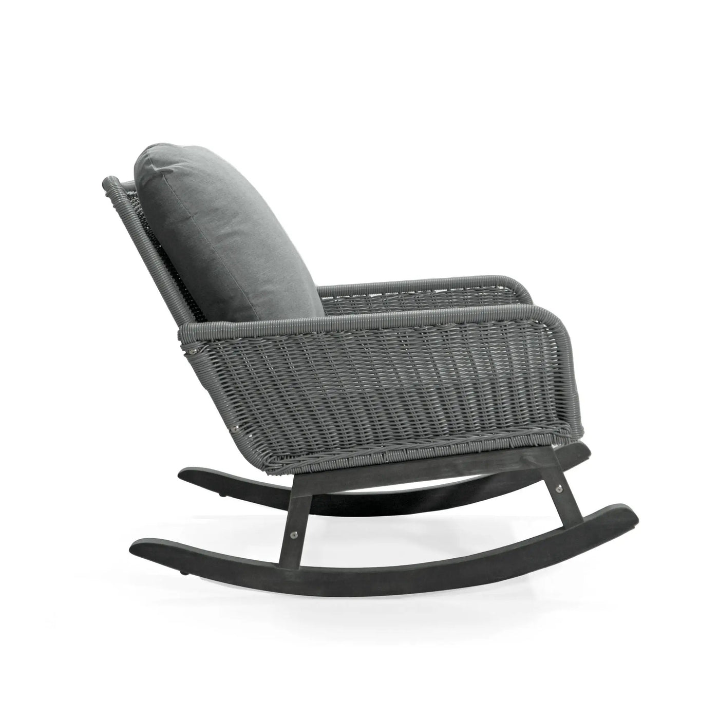 Contemporary Minimalist Wicker Rocking Chair With Soft Cushions And Durable Wooden Frame by HouseOfZazla