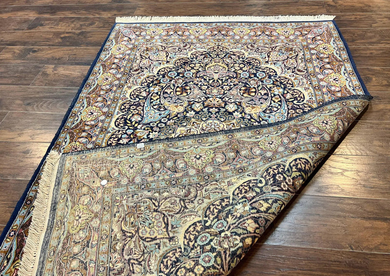 Pak Persian Rug 5x7, Navy Blue Hand Knotted Wool Oriental Carpet 5 x 7 ft, Floral Medallion, Traditional Vintage Pakistani Rug, 225 KPSI by Jewel Rugs