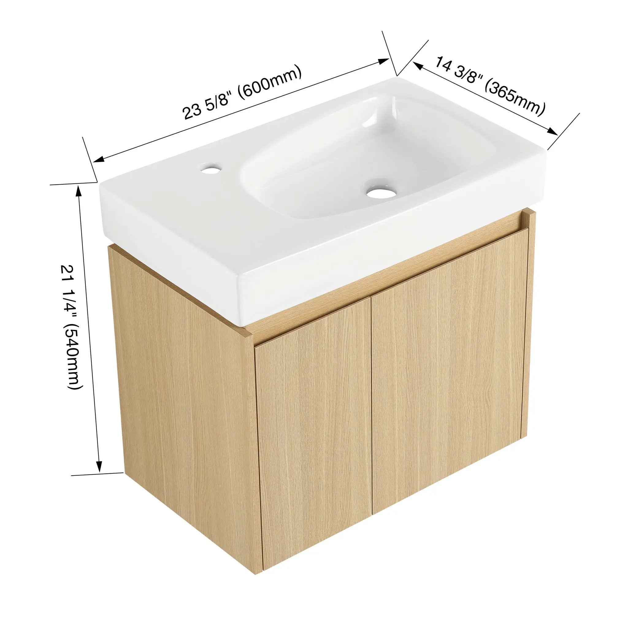 Modern Bathroom Vanity With Ceramic Basin, Wall Mounted Floating Sink Combo, Storage Cabinet by Unique Piece Furniture