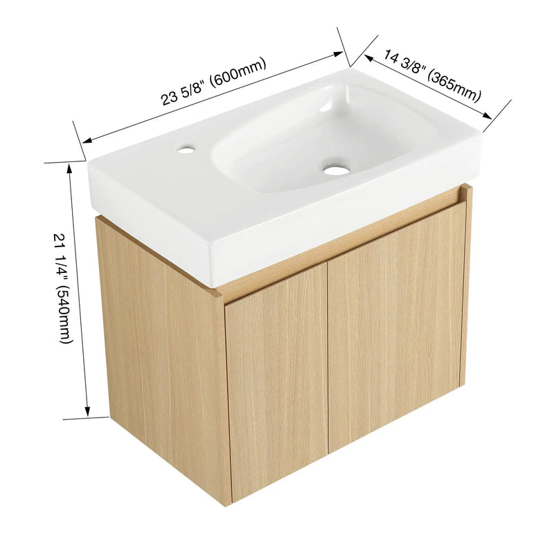 Modern Bathroom Vanity With Ceramic Basin, Wall Mounted Floating Sink Combo, Storage Cabinet by Unique Piece Furniture