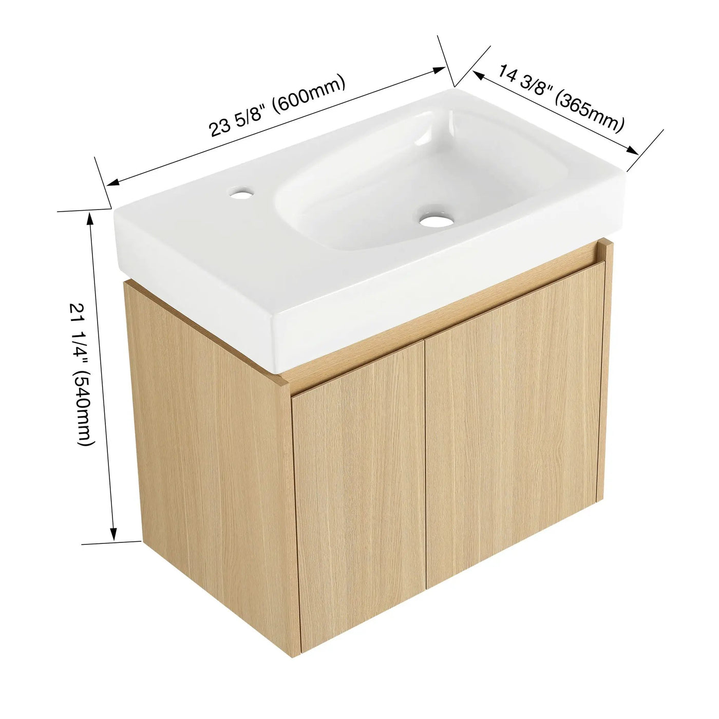Modern Bathroom Vanity With Ceramic Basin, Wall Mounted Floating Sink Combo, Storage Cabinet by HouseOfZazla