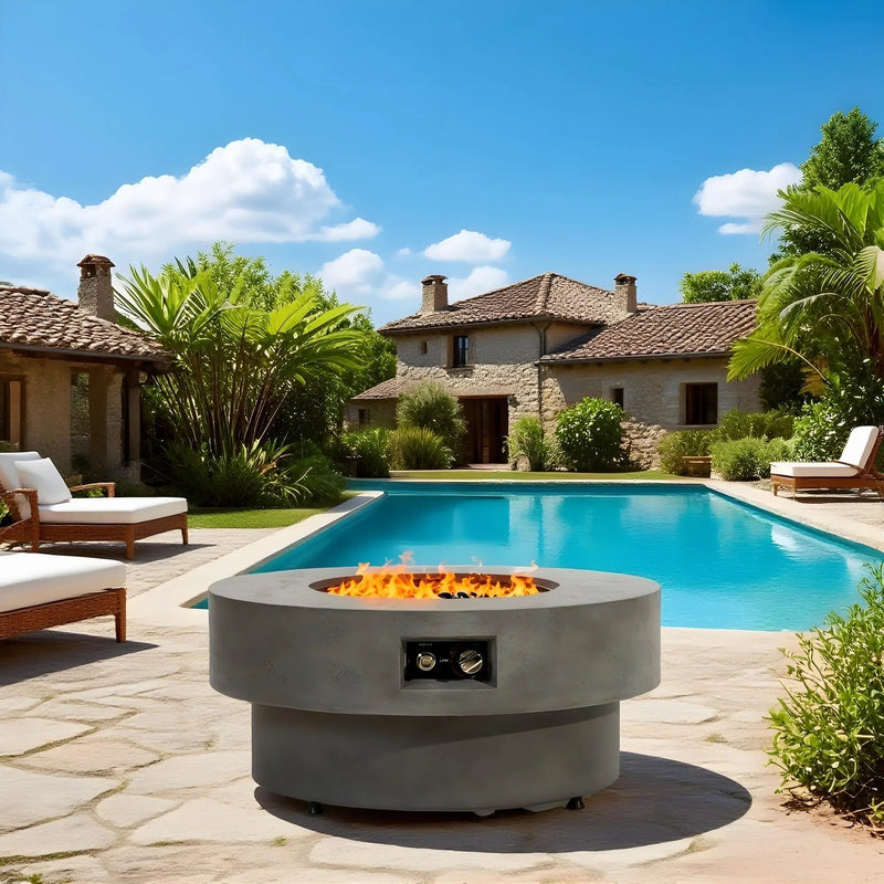 34-Inch Round Propane Fire Pit Table by HouseOfZazla