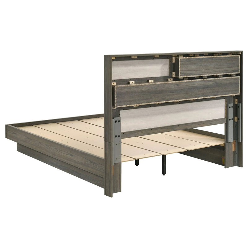 Fenwick Queen Bed Bookcase Headboard Grey Oak by Unique Piece Furniture